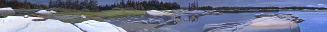 Jennings Island, Mill River I, oils, 10" x 96", 2004, priv coll